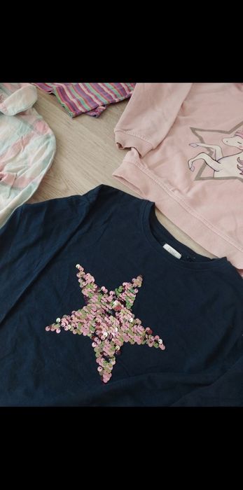 Paczka zestaw ubrań sukienka spódniczka koszulka 7 lat 122 116 leginsy