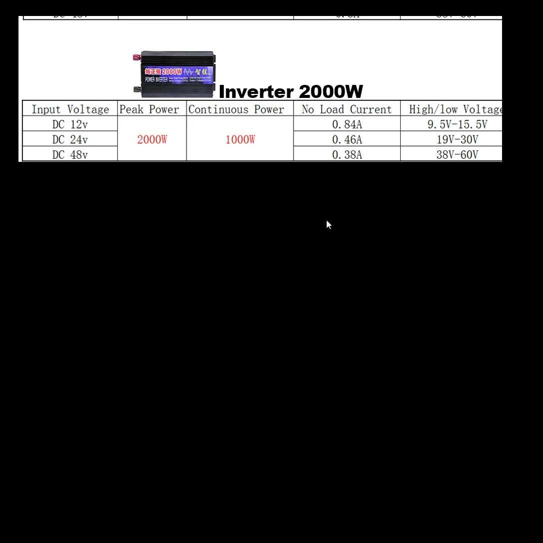 Pure Sine Wave Inverter 2000W 12V\