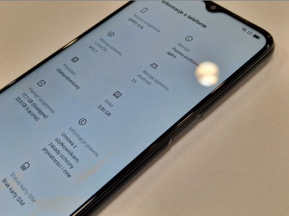 Oppo A16 Dual SIM/ 3GB/ 32GB/ Crystal Black/ Grade A- + ładowarka