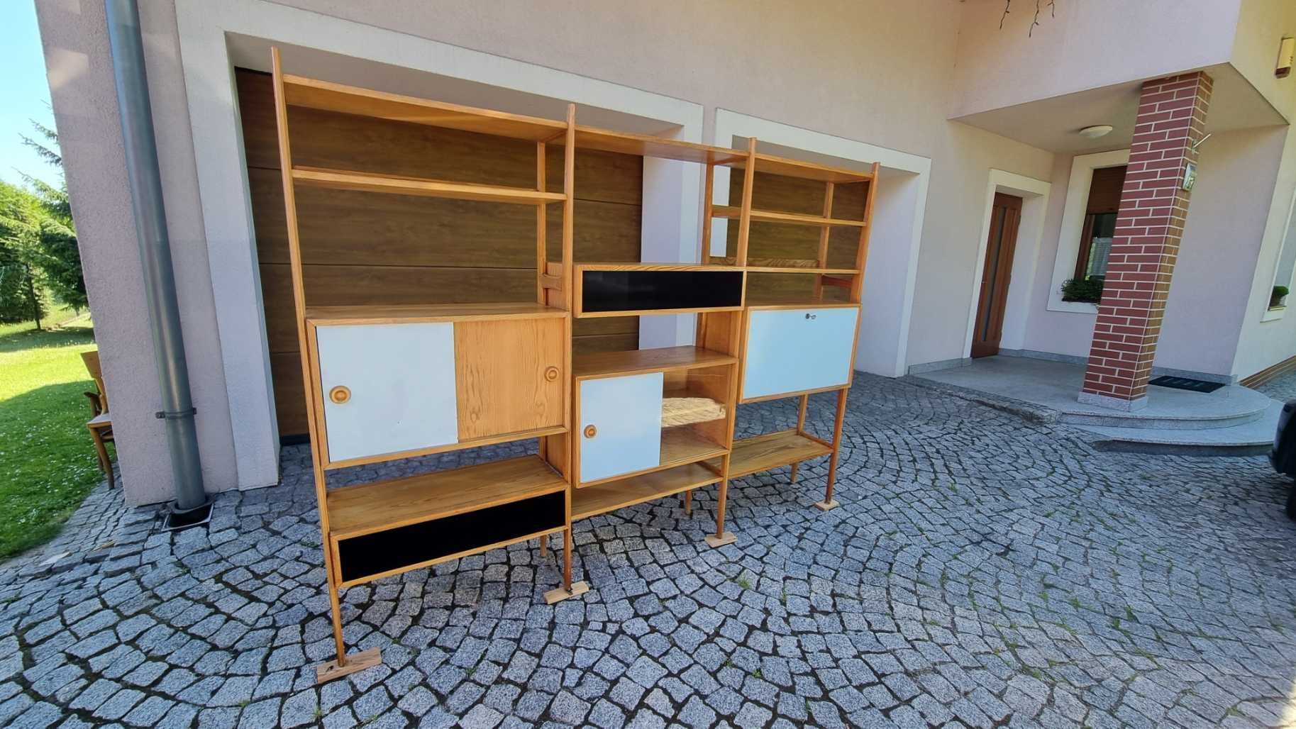 Regał modułowy proj. R. Hałas Polska lata 60 klasyk Design PRL