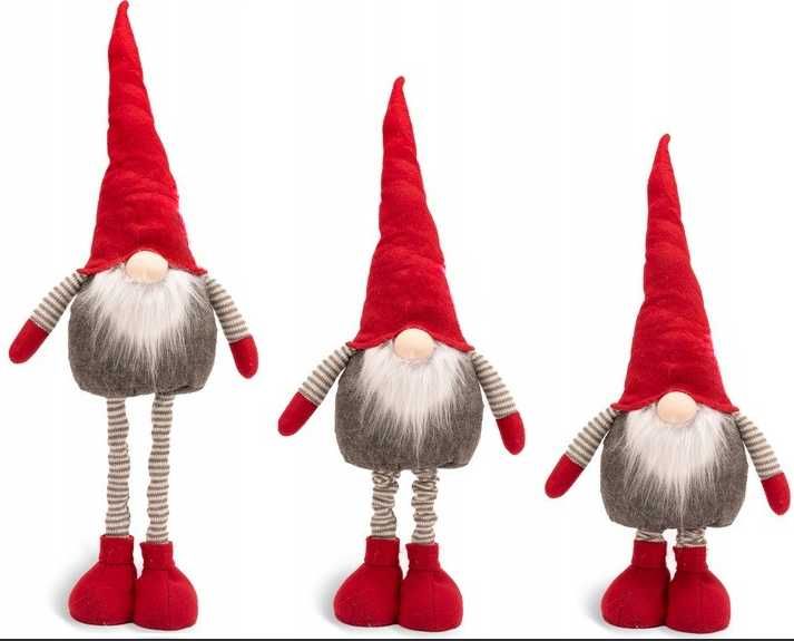 SKRZAT ŚWIĄTECZNY Krasnal GNOM Teleskopowy Mikołaj Stojący Duży 115cm