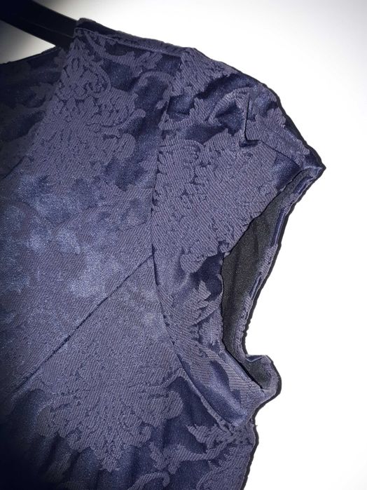 Elegancka sukienka ciążowa, granatowa, żakard, Happy Mum, L