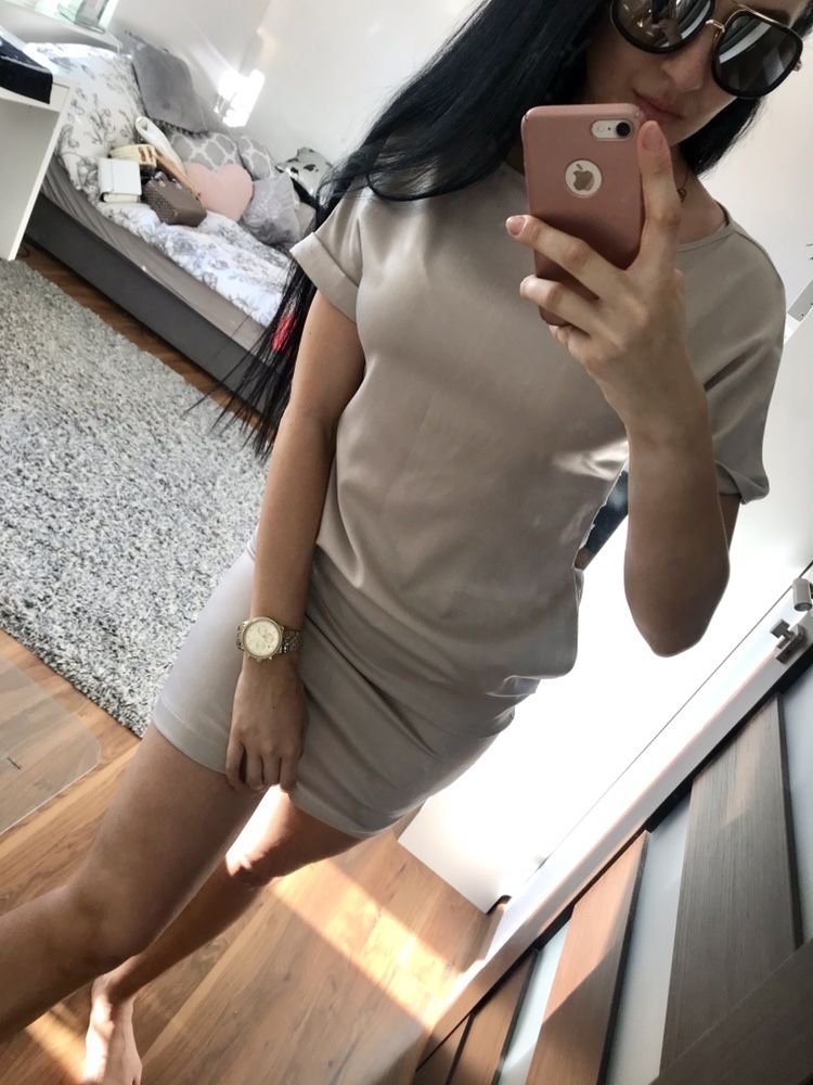 Sukienka Rh butik zara hit khaki nude beż