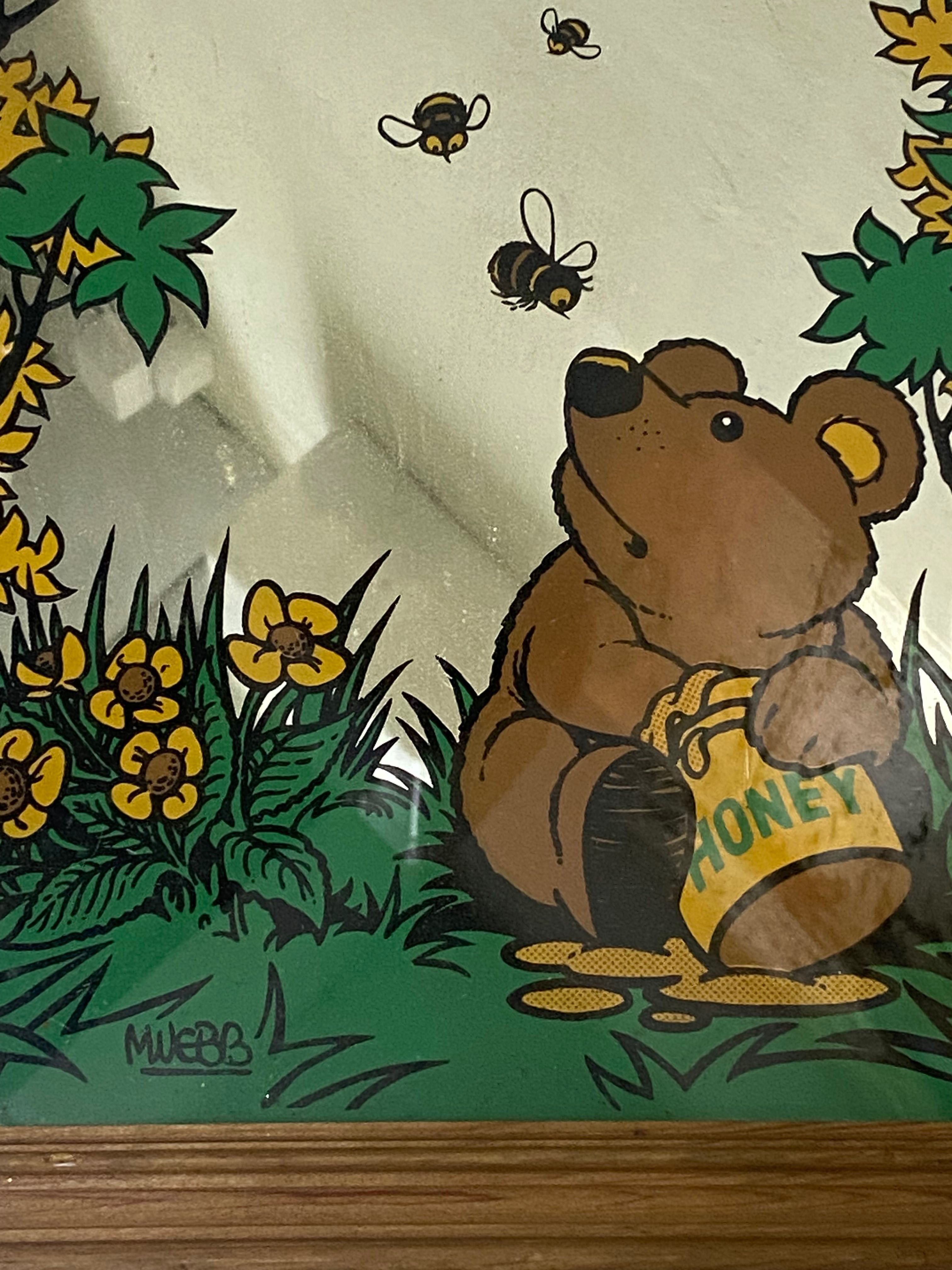 Lusterko obrazek dziecięce miś z miodem