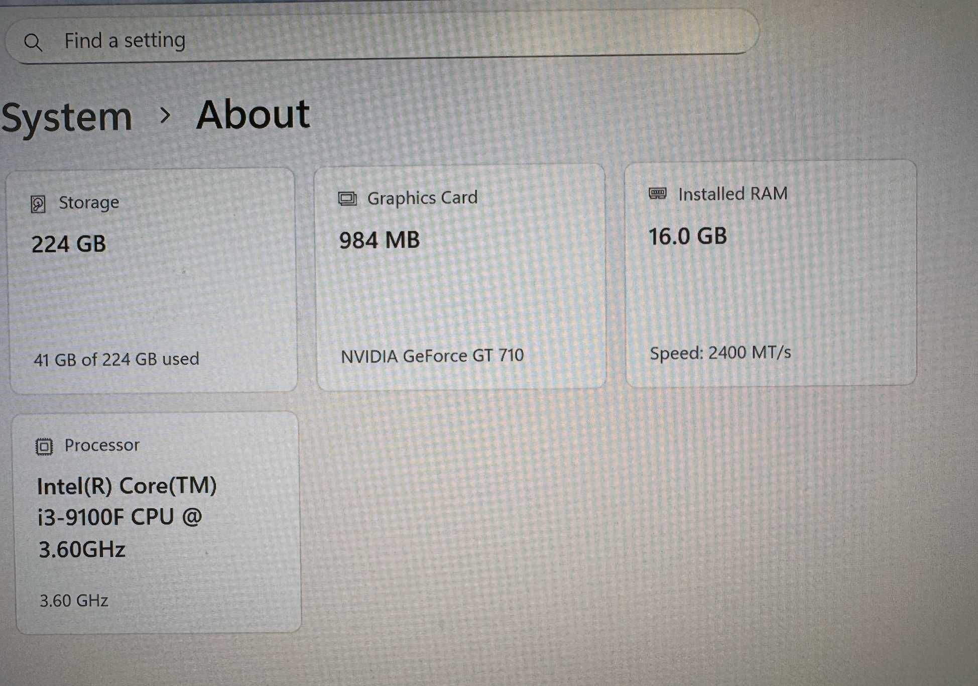 Системний блок i3-9100F/ DDR4 16Gb / SSD 240 Gb / GT 710