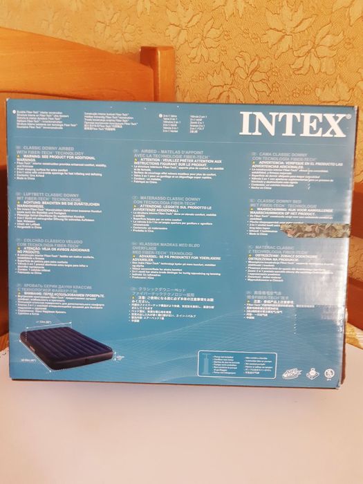 Матрас Intex оригинал Dura beam Standard,двухместный, 1,52м*2,03м*25см