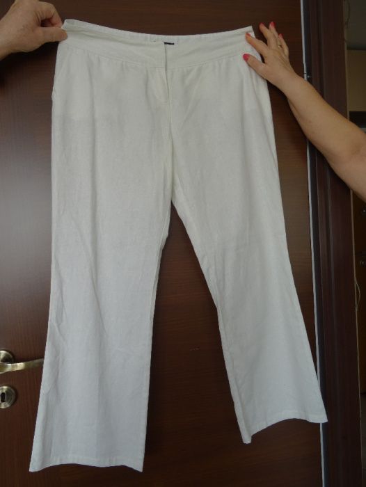 spodnie białe lniane