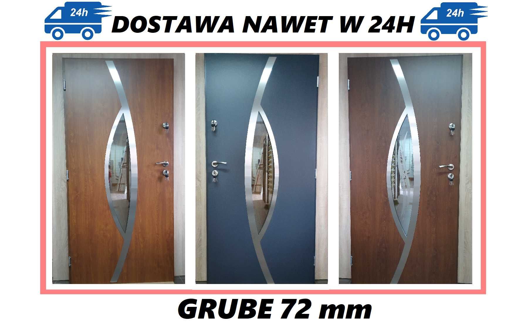 Drzwi zewnętrzne 80, 90 GRUBE 72mm model "MIRIAM 2" SZYBKA DOSTAWA