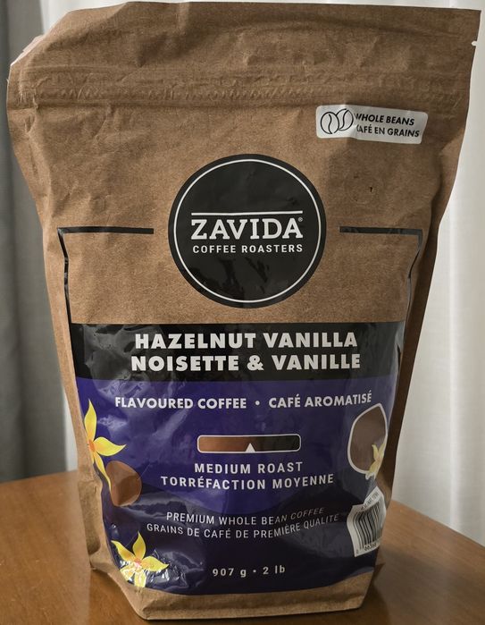5 opakowań Kawa ziarnista Zavida Hazelnut Vanilla opakowania po 907 g