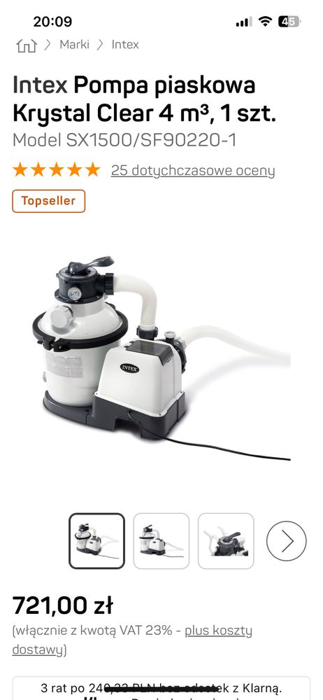 Pompa piaskowa INTEX SF90220-1 (4000l/h) + piasek