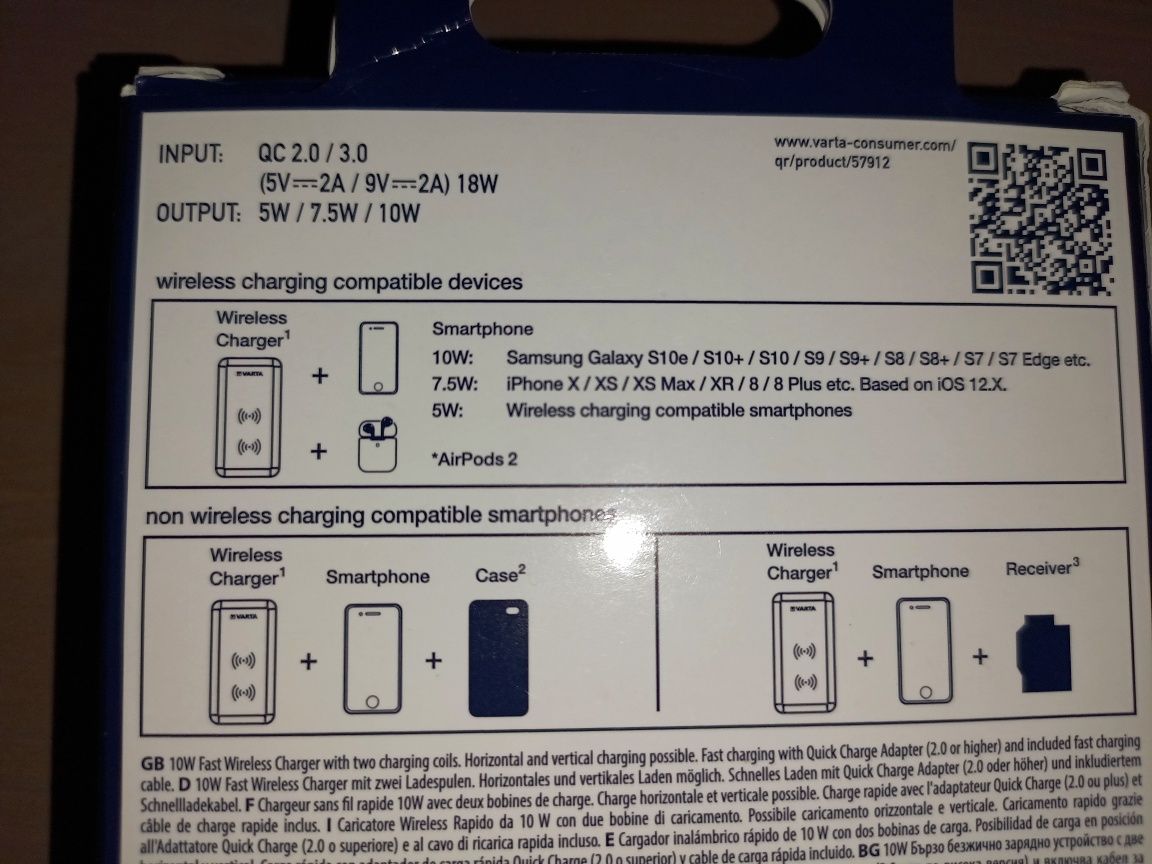 Indukcyjna ładowarka Varta szybkie ładowanie  2 pola