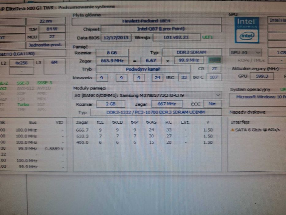 Komputer HP Elitedesk 800 i5 4570 8GB RAM 120 GB SSD Win10PRO