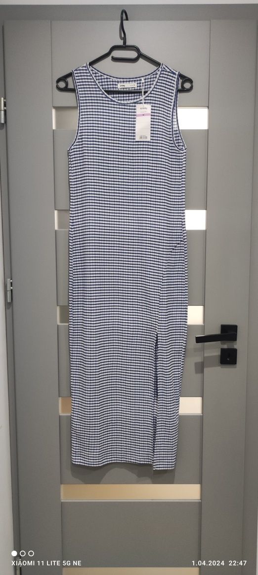 Nowa sukienka paski maxi rozporek 38 M