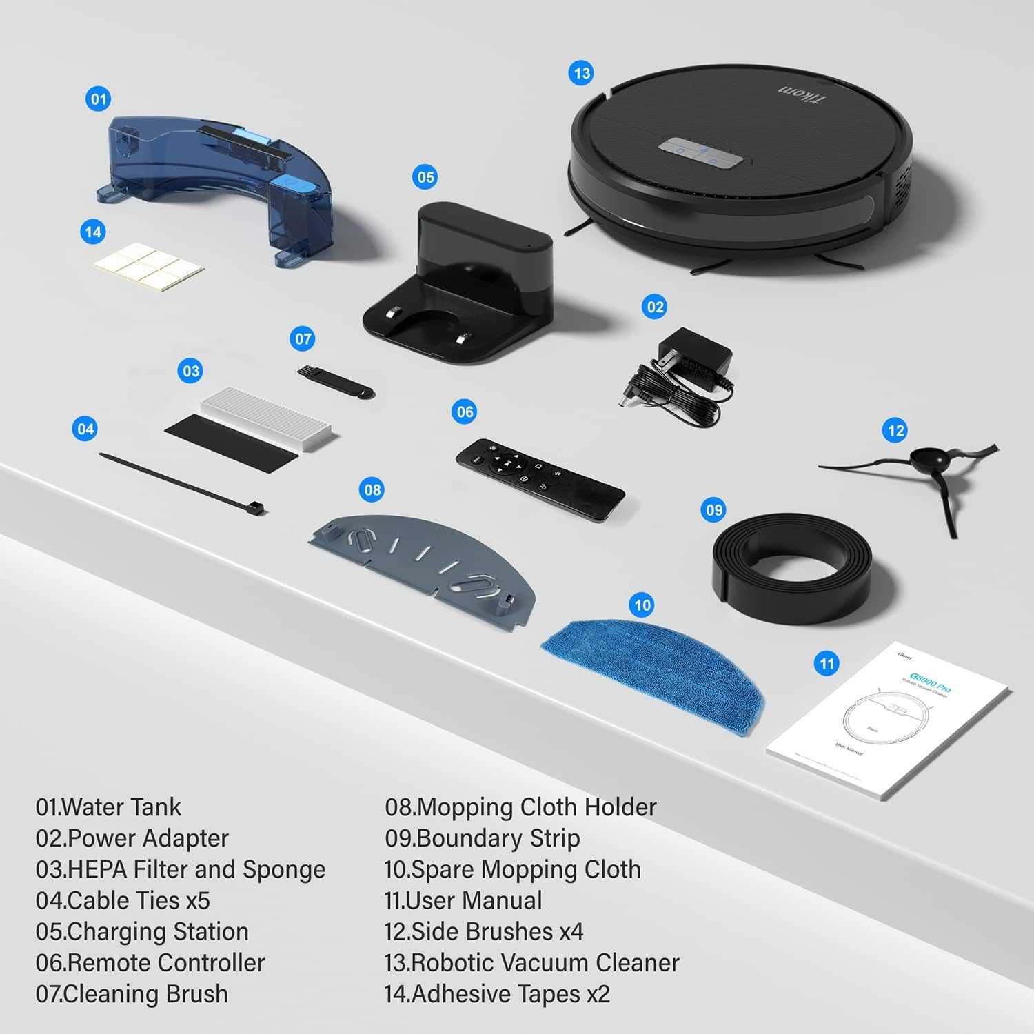 Tikom G8000 Pro robot odkurzający z funkcją wycierania 2 w 1  WI-FI