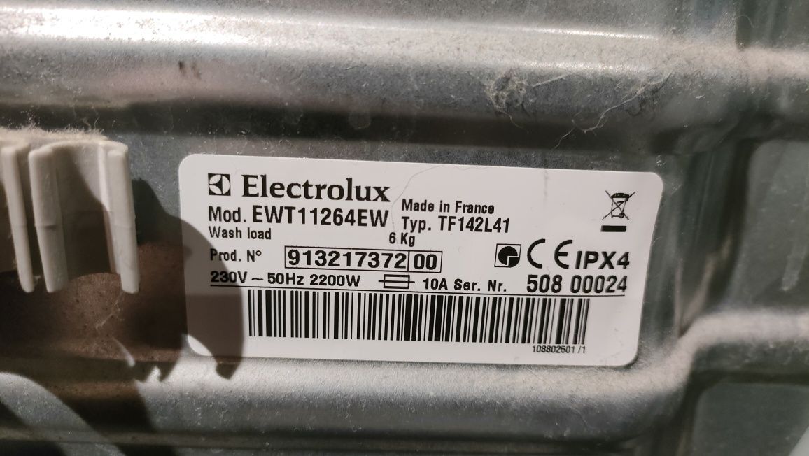 Uszkodzona Pralka electrolux EWT11264EW Typ. TF142L41