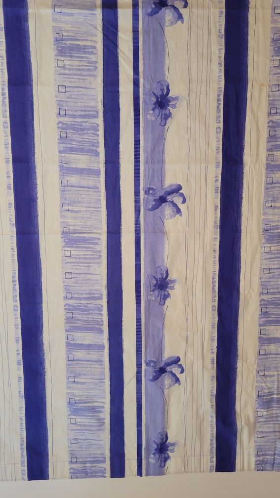 Zasłony 2sztuki 165cmx180cm niebieskie pasy/kwiaty