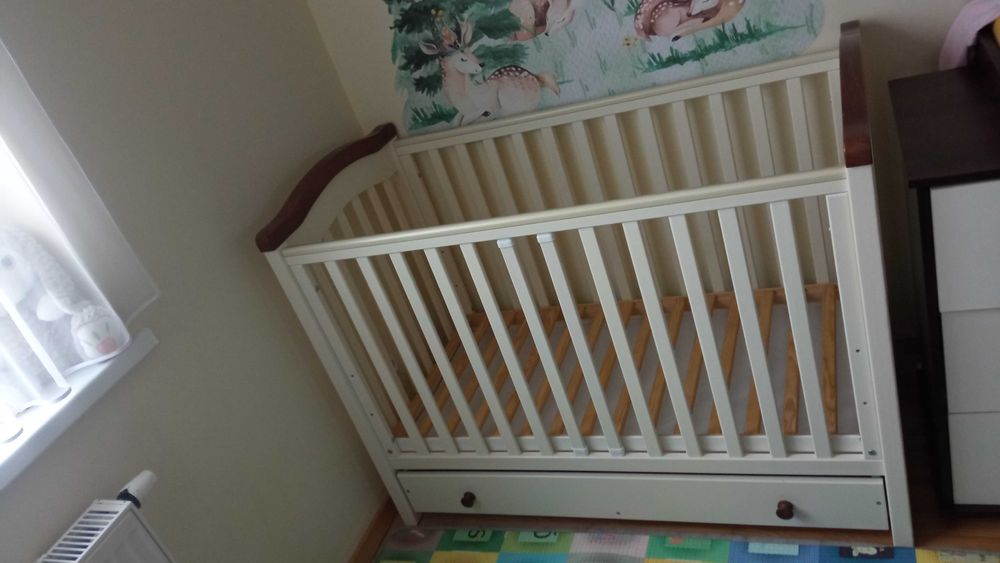 Drewniane łóżeczko Klupś + materac Fiki Miki Prestige Line 120x60