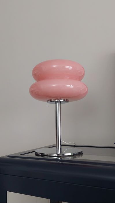 Lampka stołowa nocna led usb różowa w stylu retro vintage ozdobna