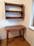 Stół IKEA LEKSVIK-drewno-rozkladany-biurko drewno IKEA-fotel Markus
