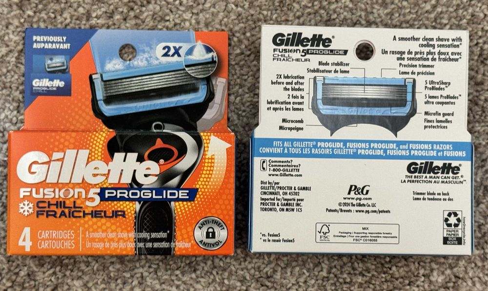 Оригинал 100% из США Gillette PROSHIELD, Chill 4шт лезвия картриджи