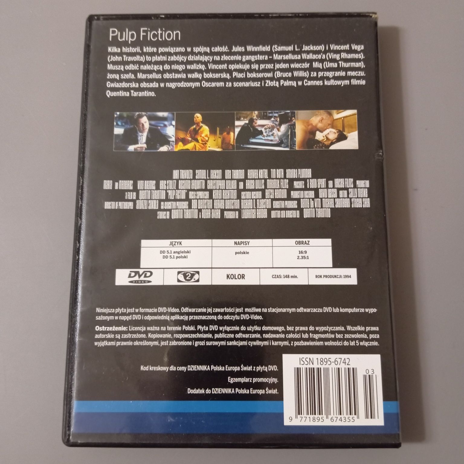 Pulp fiction, film DVD, stan bdb