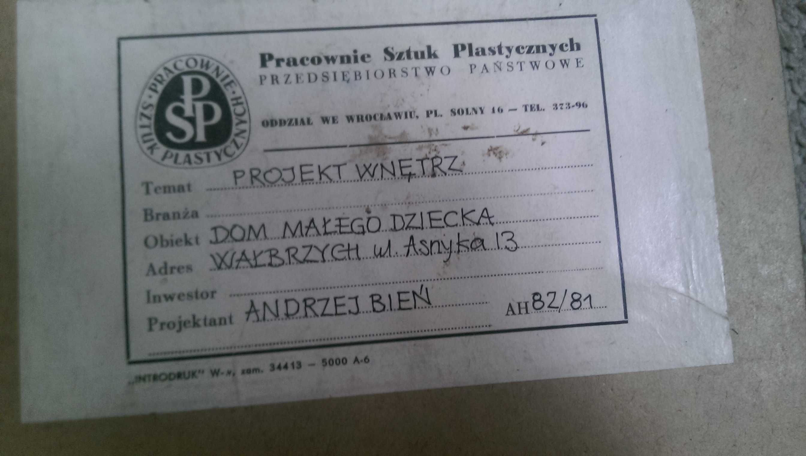 Vintage PRL,Proj.wnętrz,Dom Małego Dziecka,ul.Asnyka 13,Wałbrzych 1981