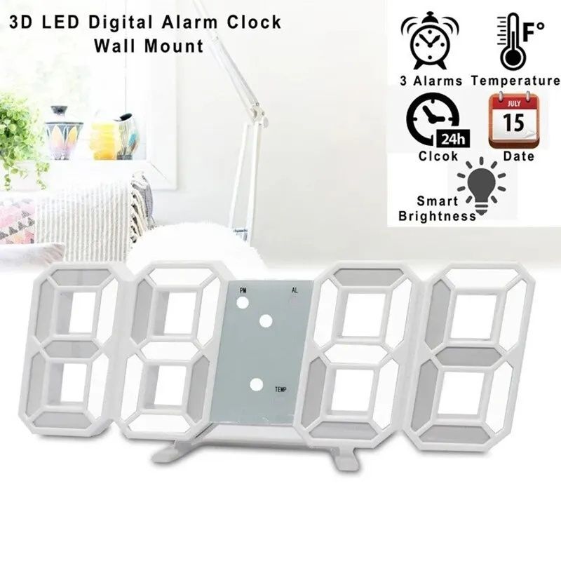 Zegar cyfrowy elektroniczny led 3D budzik temperatura alarm data