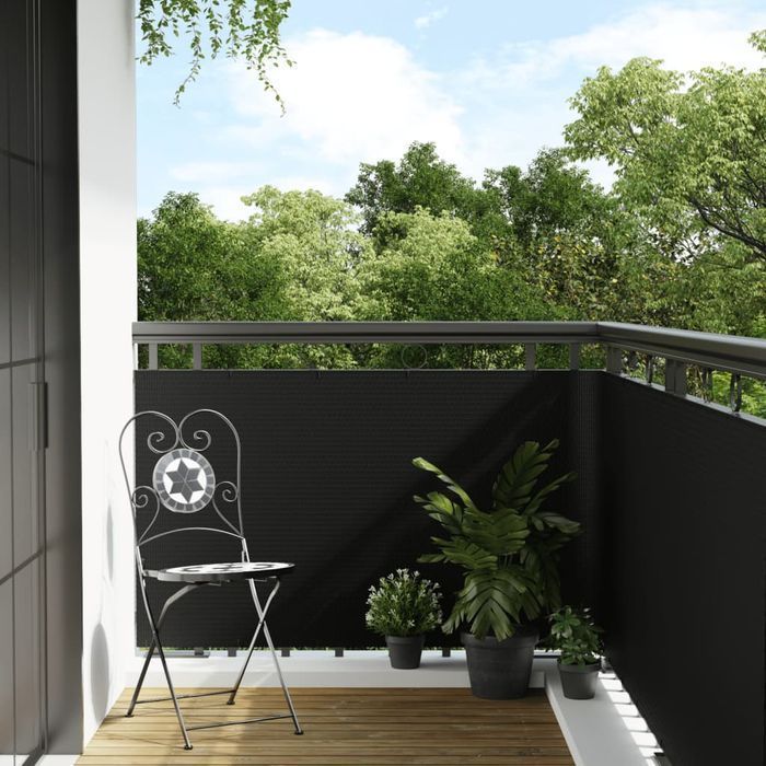 Vidaxl Parawan Balkonowy, Czarny, 600X80 Cm, Polirattan