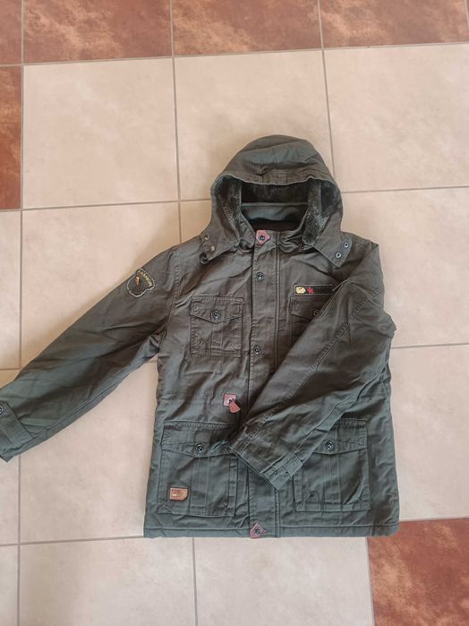 Kurtka parka męska wojskowa zimowa zgniła zieleń ocieplana z kapturem