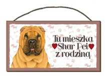 Tabliczka uwaga pies zabawna drewniana Shar Pei 40