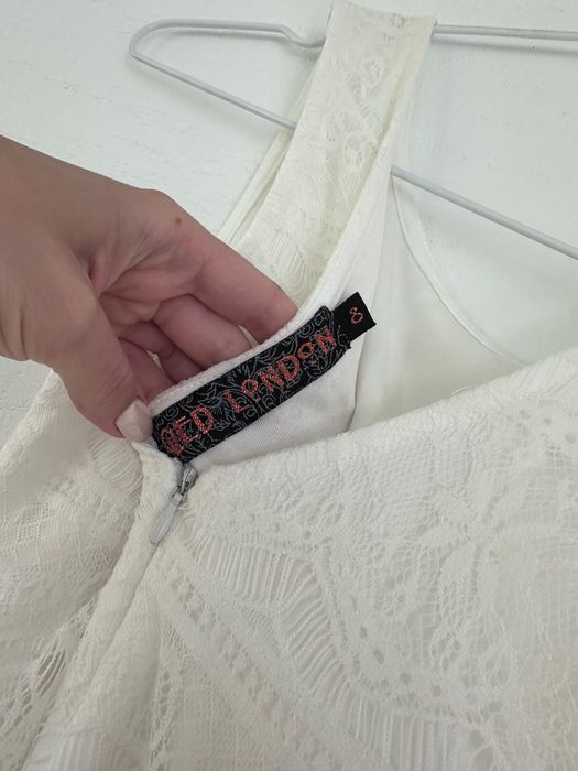 Kremowa/biała koronkowa sukienka rozm 8