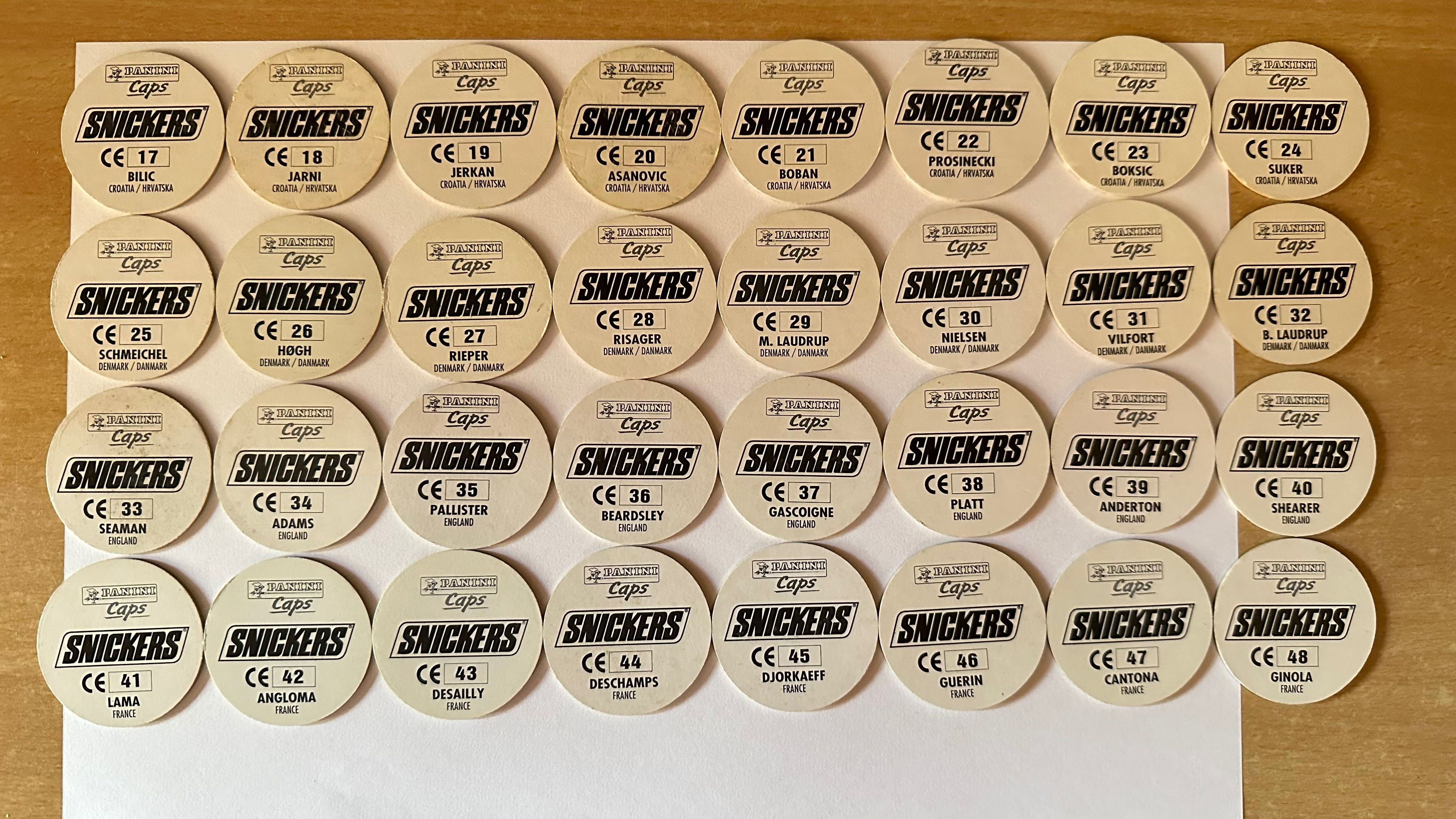 Panini Caps Snickers Euro 96 England [cała kolekcja 96 kapsli] oferta2