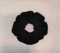 Gumka do włosów typu scrunchie frotka czarna Handmade rozm.B