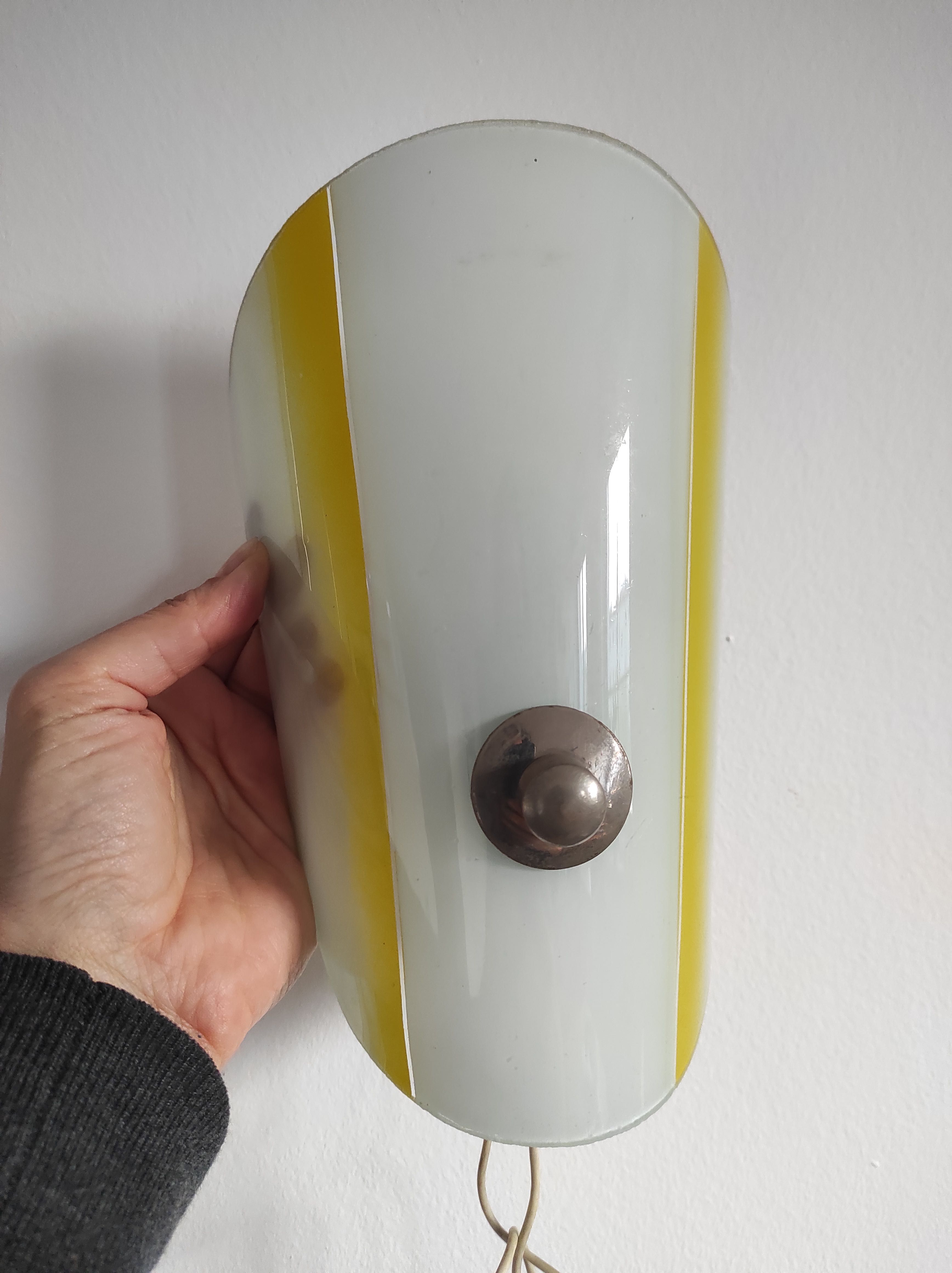 lampa ścienna kinkiet szklany obły lata 60