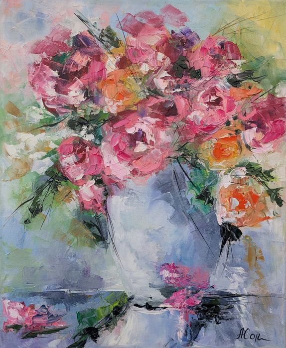 Quadro pintado á óleo sobre tela, 46x38 cm