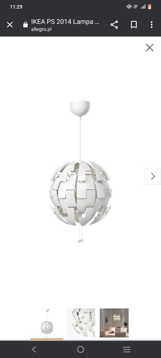 Lampa kula sufitowa złamana biel z miętowymi dodatkami Ikea