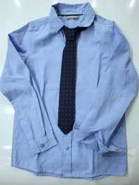 Elegancka błękitna koszula chłopięca r.146 +gratis krawat stan idealny