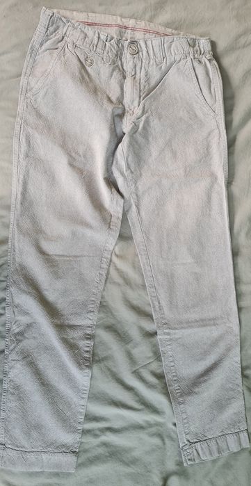 Jasno szare spodnie lniane męskie 30/32