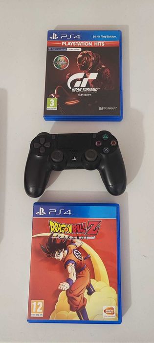 PS4 Slim 500GB + 2 comandos + 2 jogos (DBZK+GTS) – Muito bom estado