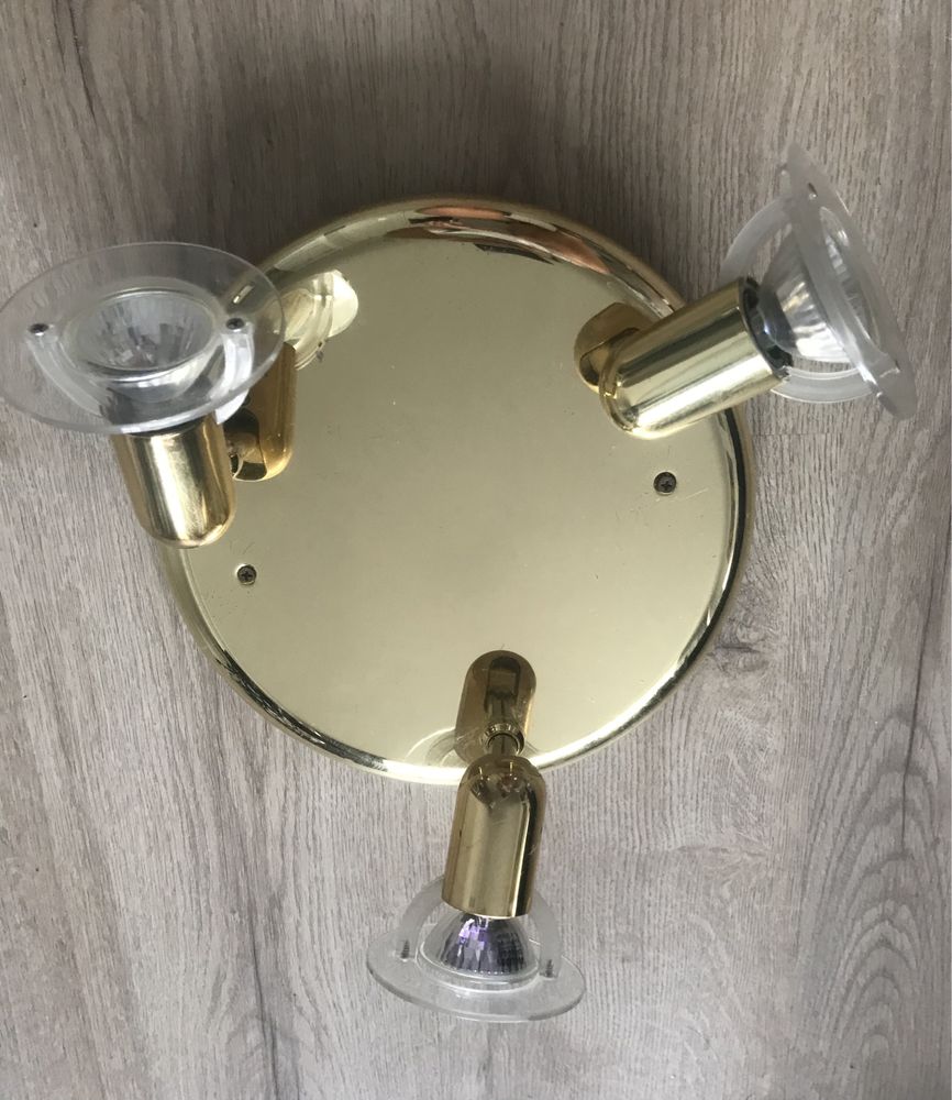 Złota lampa/żyrandol/ kinkiet na 3 żarówki w komplecie halogenowe