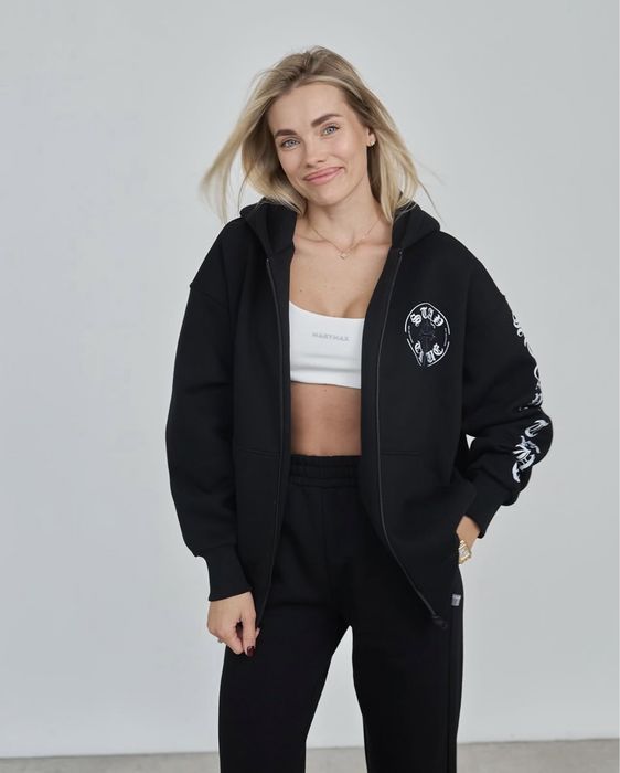 Худі на флісі з принтом від бренду Marymax