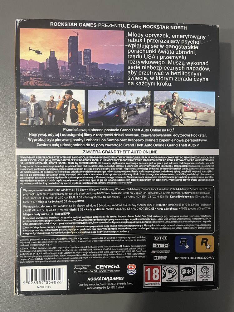 PC GTA 5 V Pudełko Grand Theft Auto