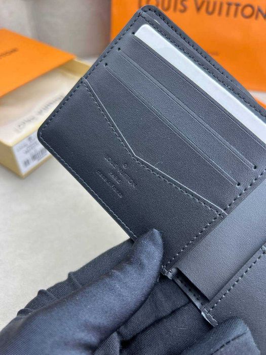 Кожаный черный бумажник Louis Vuitton кошелек Луи Виттон k415