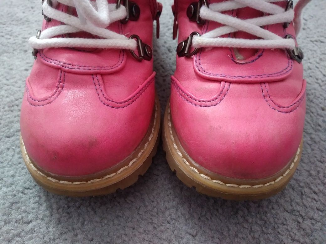 Buty zimowe skórzane ocieplane różowe 25 HKR BOOTS