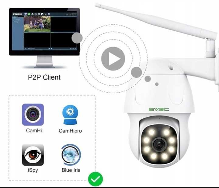 SV3C Kamera monitoringowa zewnętrzna Wi-Fi, 5 MP PTZ kamera WiFi KA2
