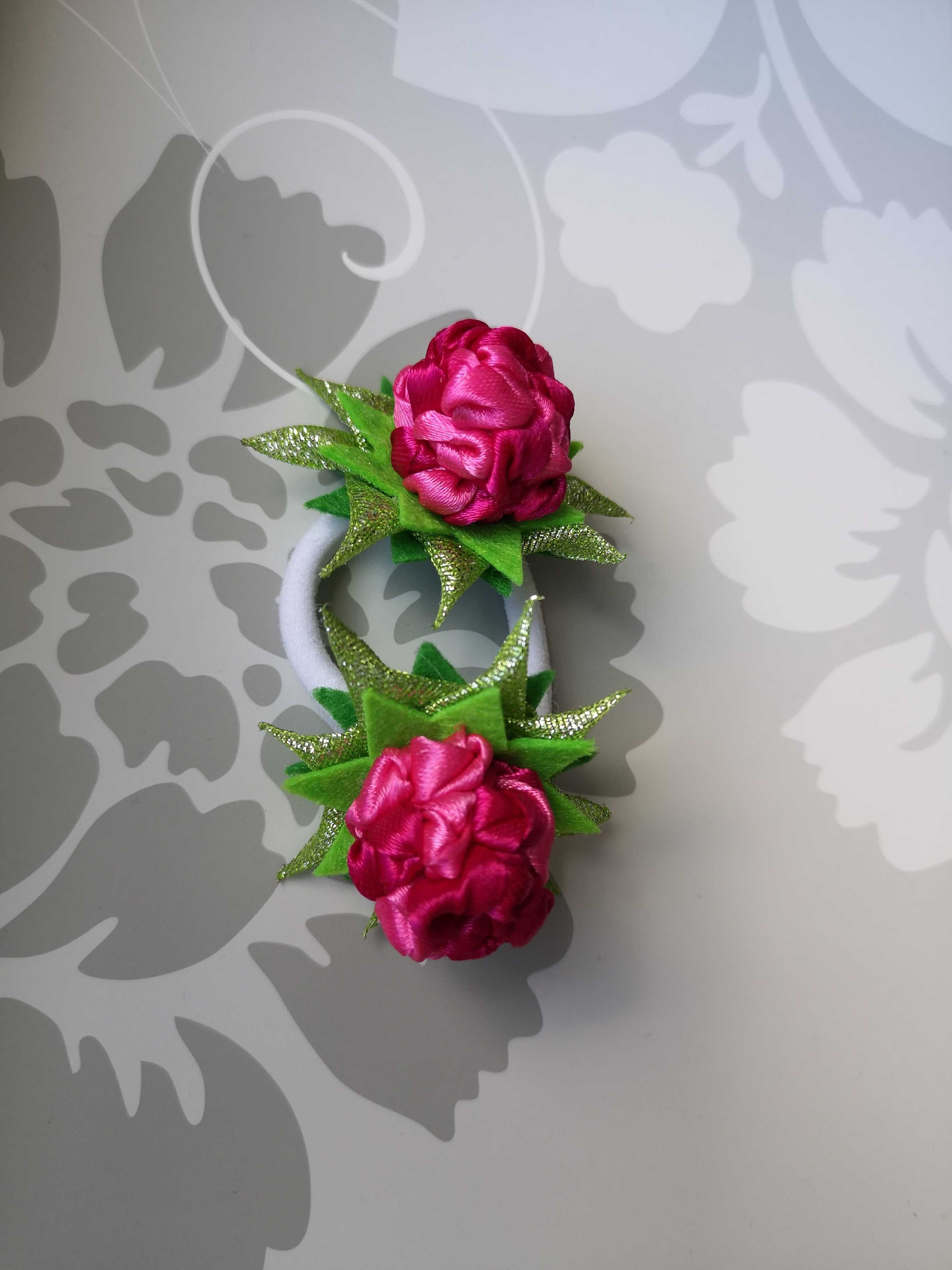Gumka do włosów "Słodkie malinki" ze wstążek Handmade
