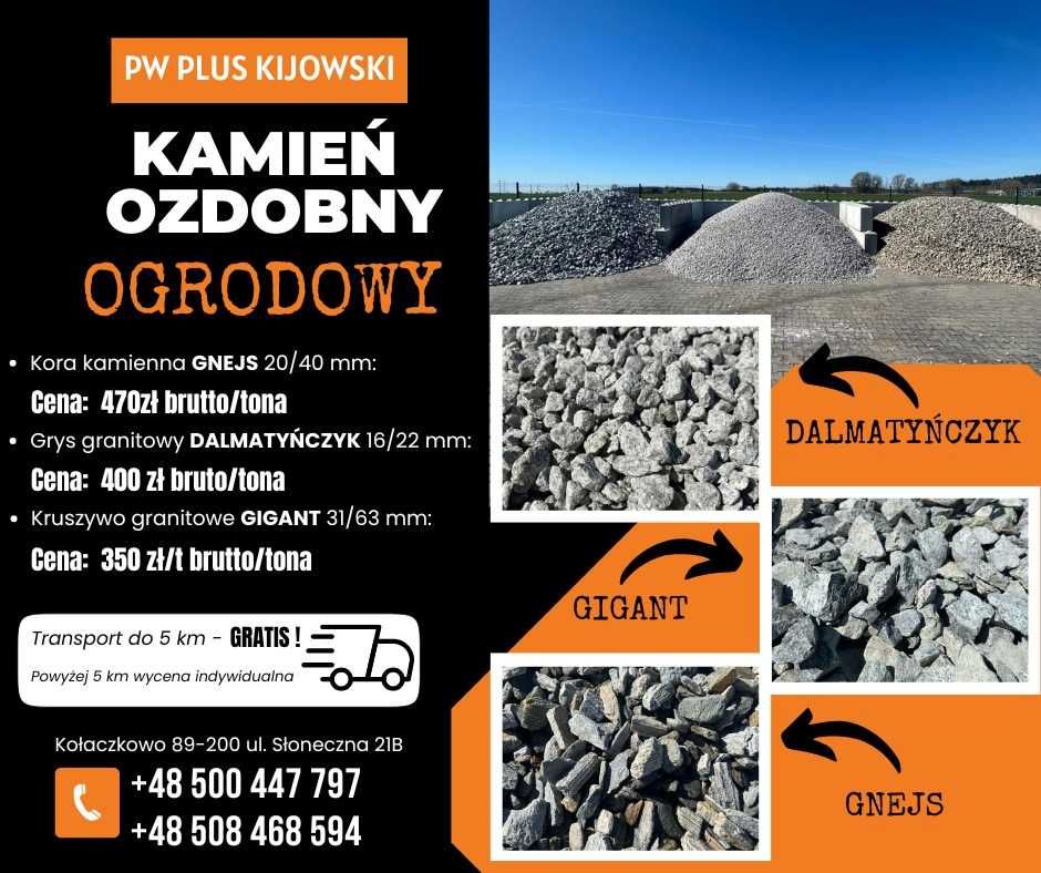 Kamień ozdobny ogrodowy  Gnejs, Dalmatyńczyk, Gigant Transport GRATIS!
