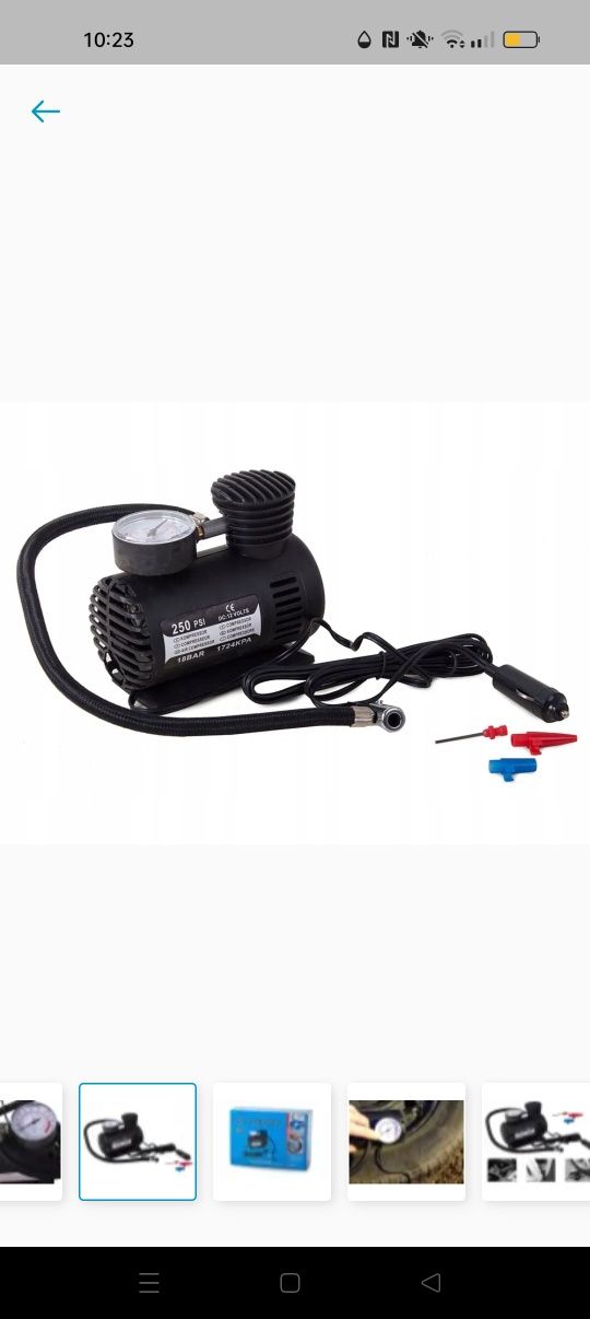 Mini kompresor sprężarka pompka samochodowa 12 v do samochodu manometr