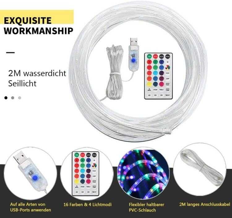 Z98 WUJUN Tuba LED RGB zewnętrzna 10 m 100 LED z USB