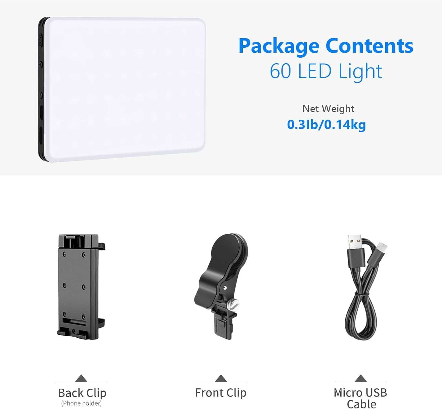 Lampa do telefonu komórkowego WIDEO LED 3 tryby świecenia bateria 2000